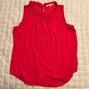 Pink Tank Top with Ruffle Along Collar